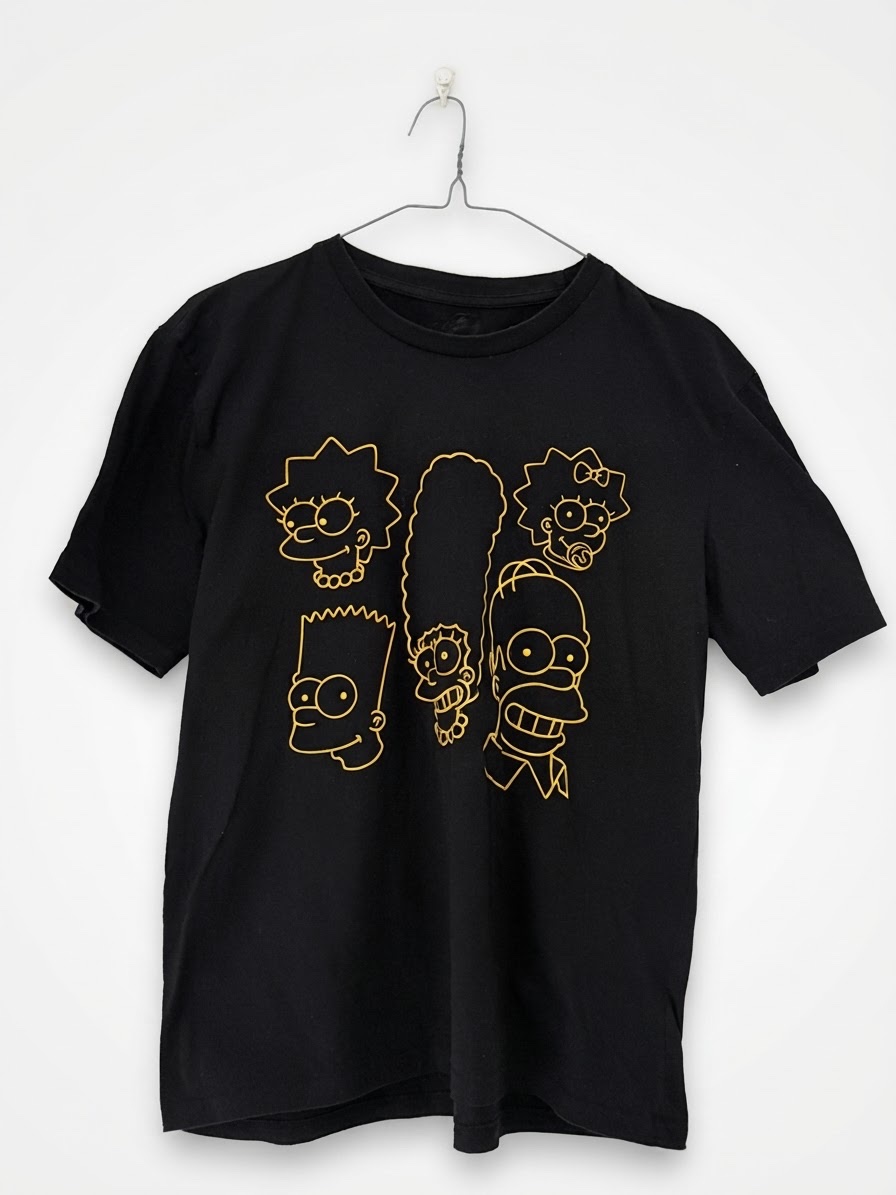 T-shirt noir unisex à manches courtes avec imprimé des Simpson