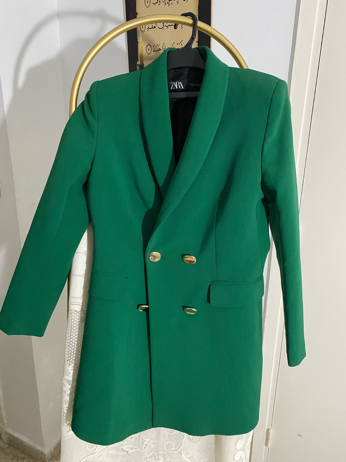 Veste blazer verte zara boutans dorés