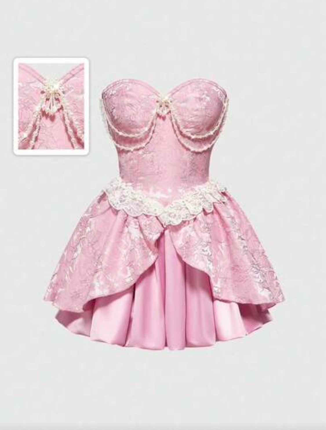 Robe princesse rose bustier dentelle