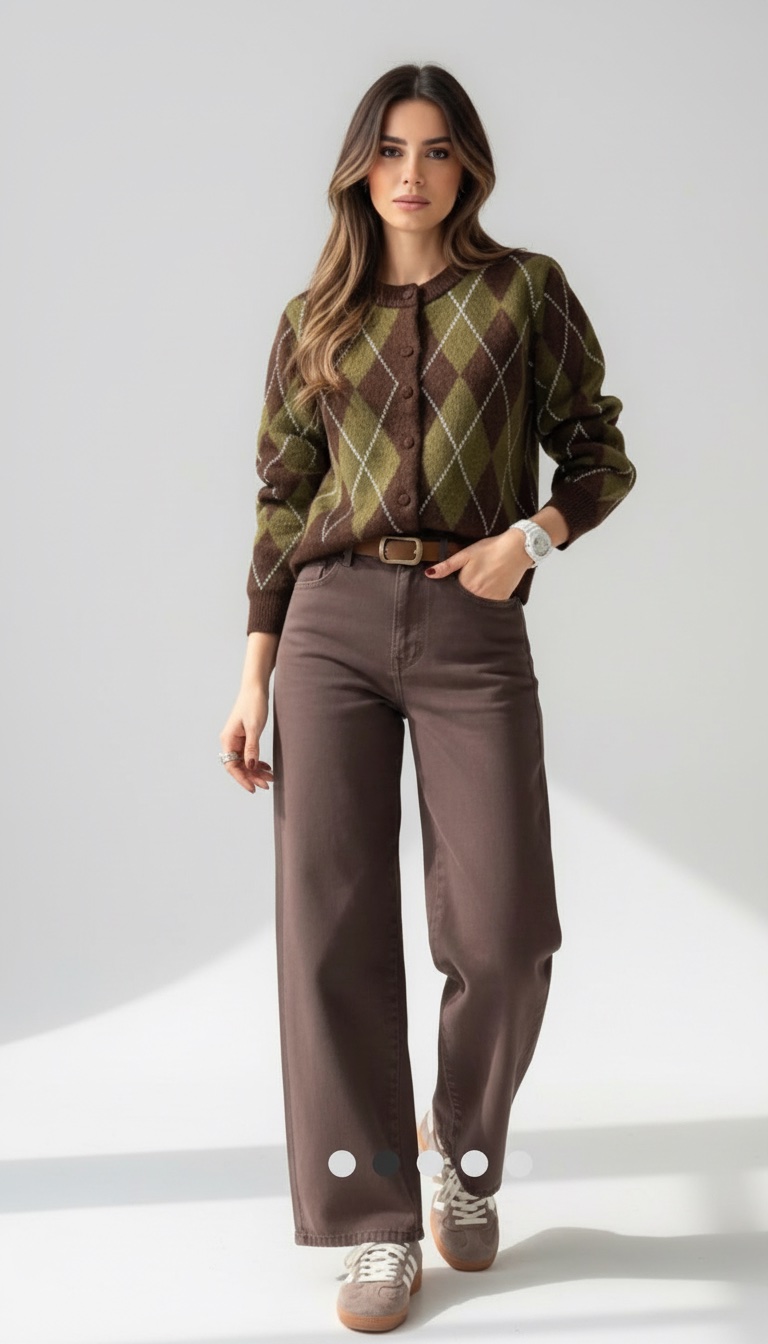 Gilet jacquard Marron