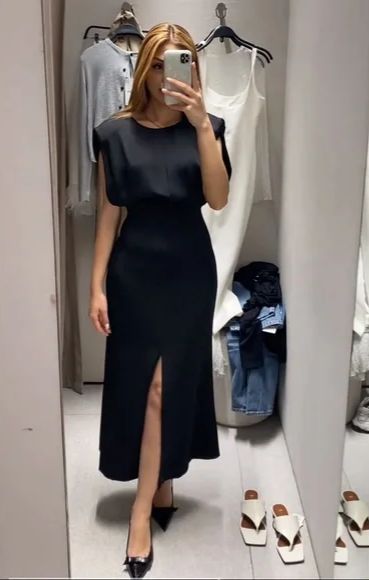 Zara black midi dress