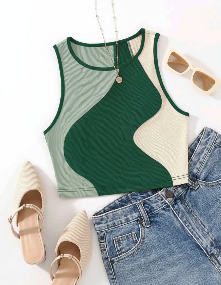 SHEIN top à blocs de couleurs 