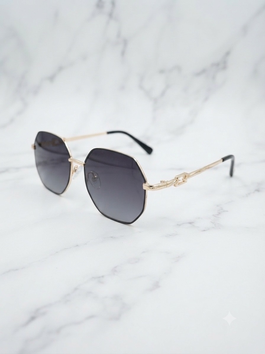 Lunettes de soleil hexagonales dorées 🖤