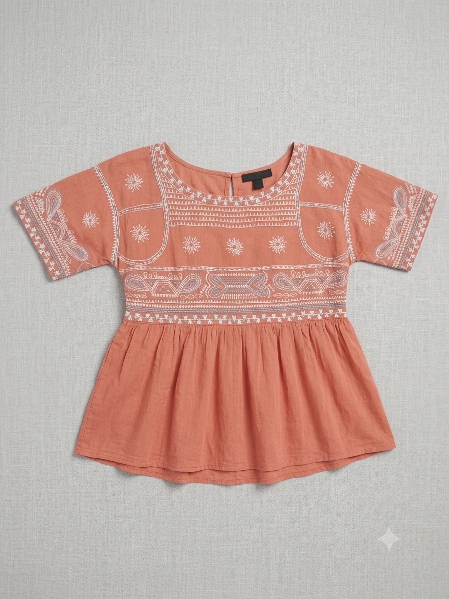 T-shirt saumon style bohème🧡