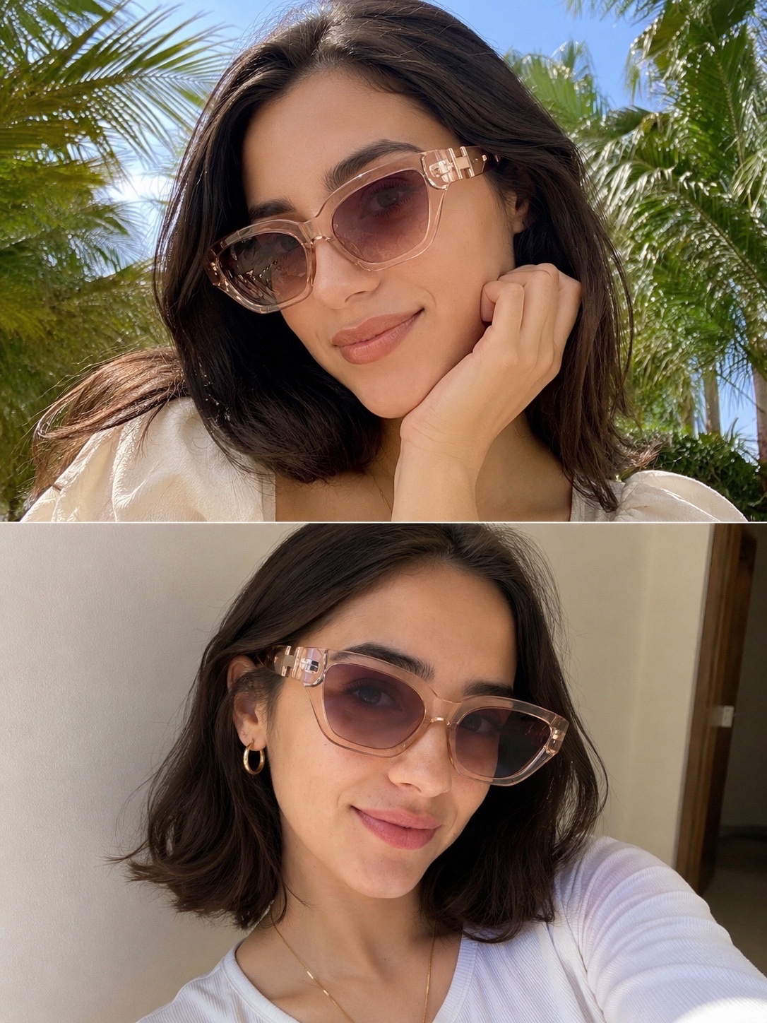 Lunettes de soleil transparentes rose tendance 🌸