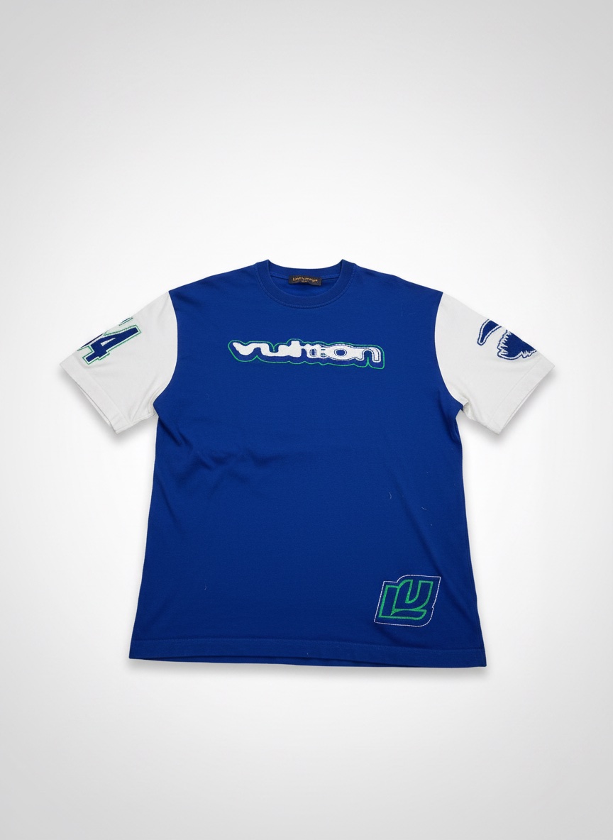 T-shirt Louis Vuitton "Since 1854" en maille de coton Intarsia – Bleu et Blanc