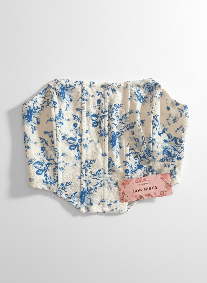     Bustier fleuri bleu et blanc SHEIN MOD 🩵🤍