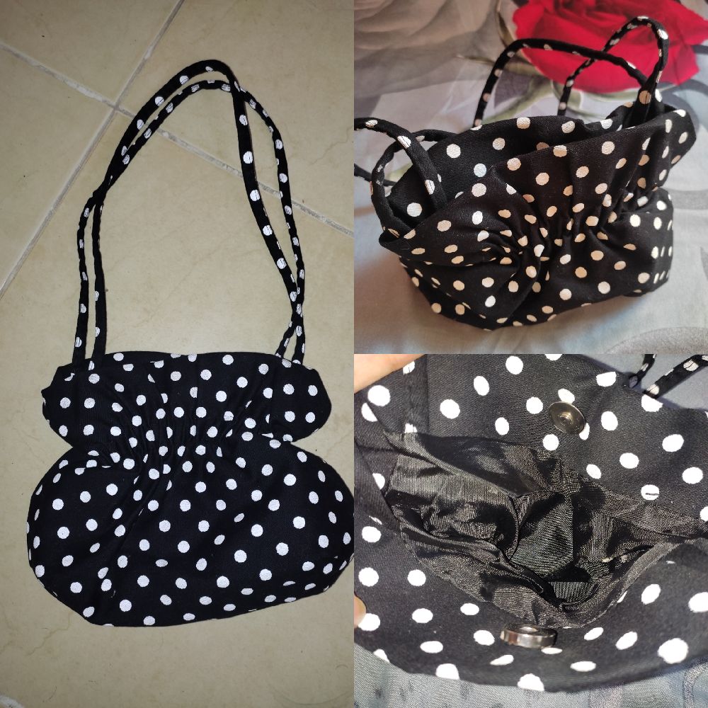 Petit sac a main a pois noir et blanc tour neuf