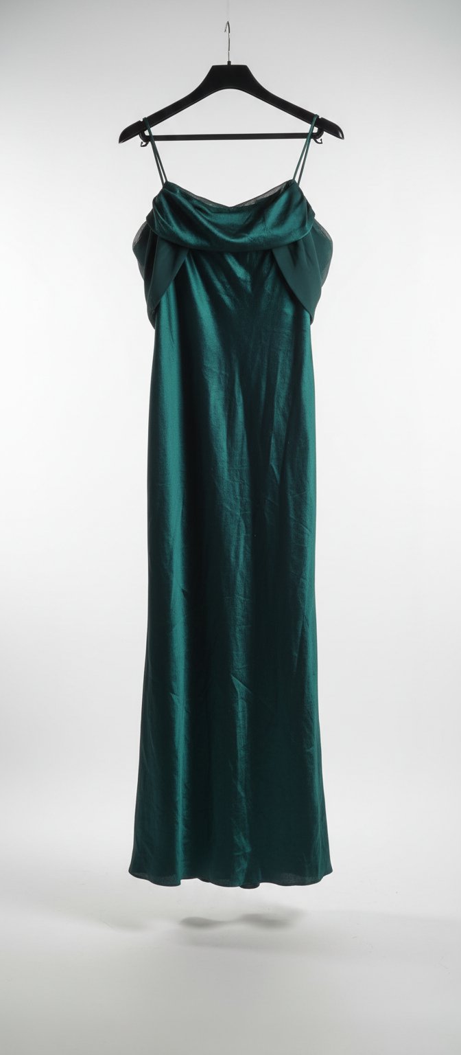Longue robe verte en satin