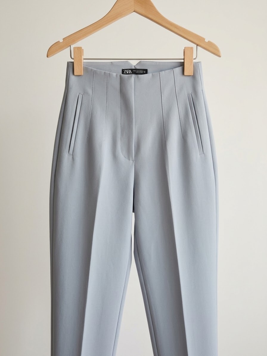 Pantalon de tailleur Zara Gris-Bleu XS (Ourlet fait pour ~1m55)