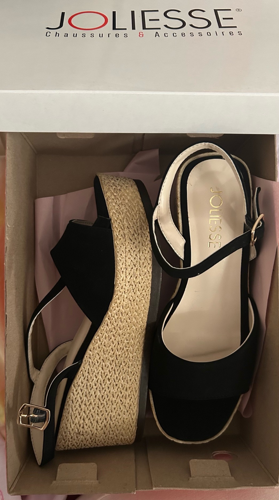 SANDALES COMPENSÉES EN DAIM NOIR STYLE ESPADRILLE