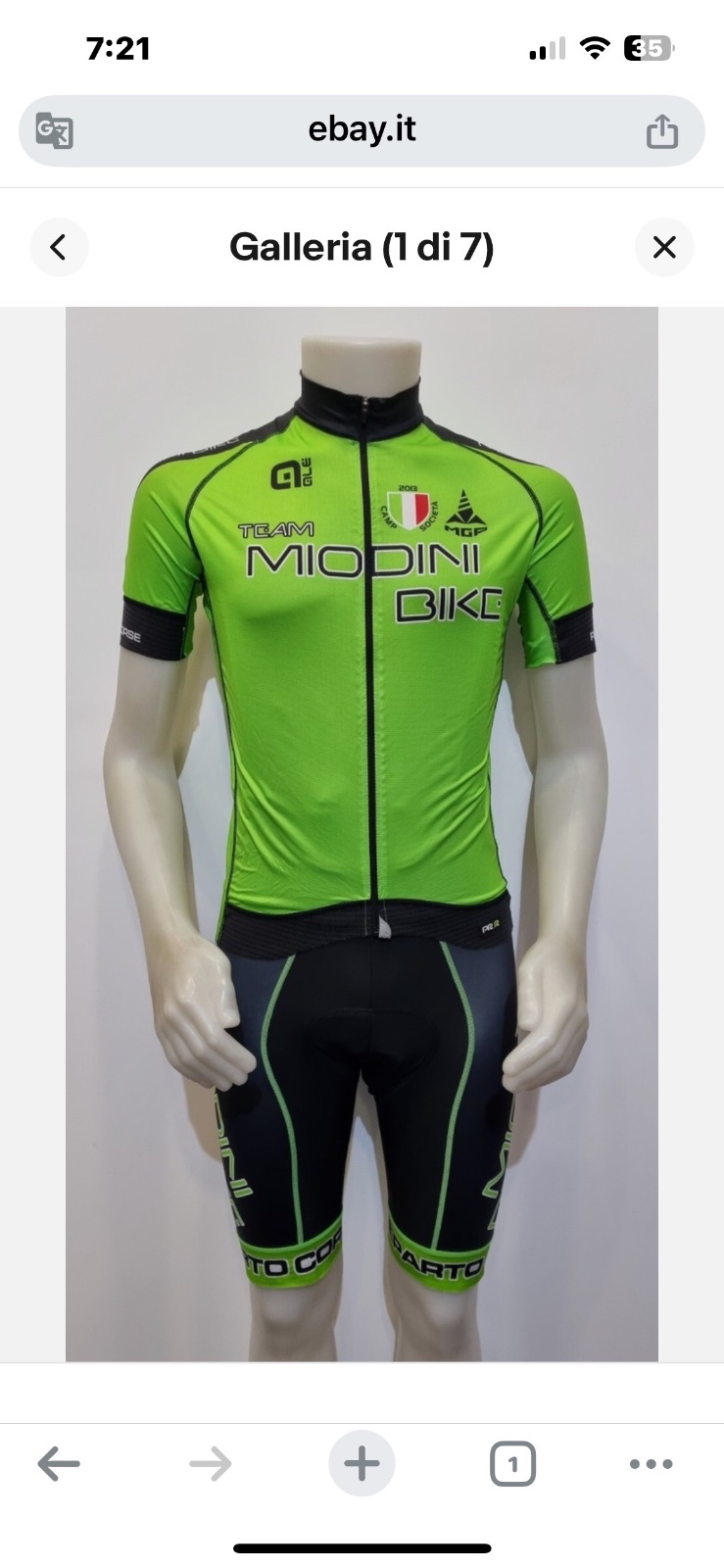 Tenue de cyclisme de l'ÉQUIPE MIODINI BIKE CYCLING CUISSARD ET MAILLOT TAILLE M/3/48 CYCLES ITALIE