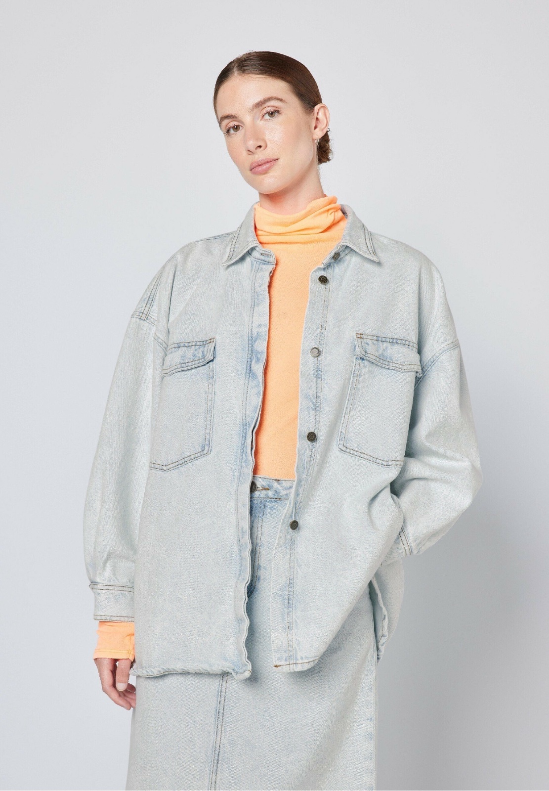 American Vintage blouson oversized taille S  Veste en jean - winter bleached