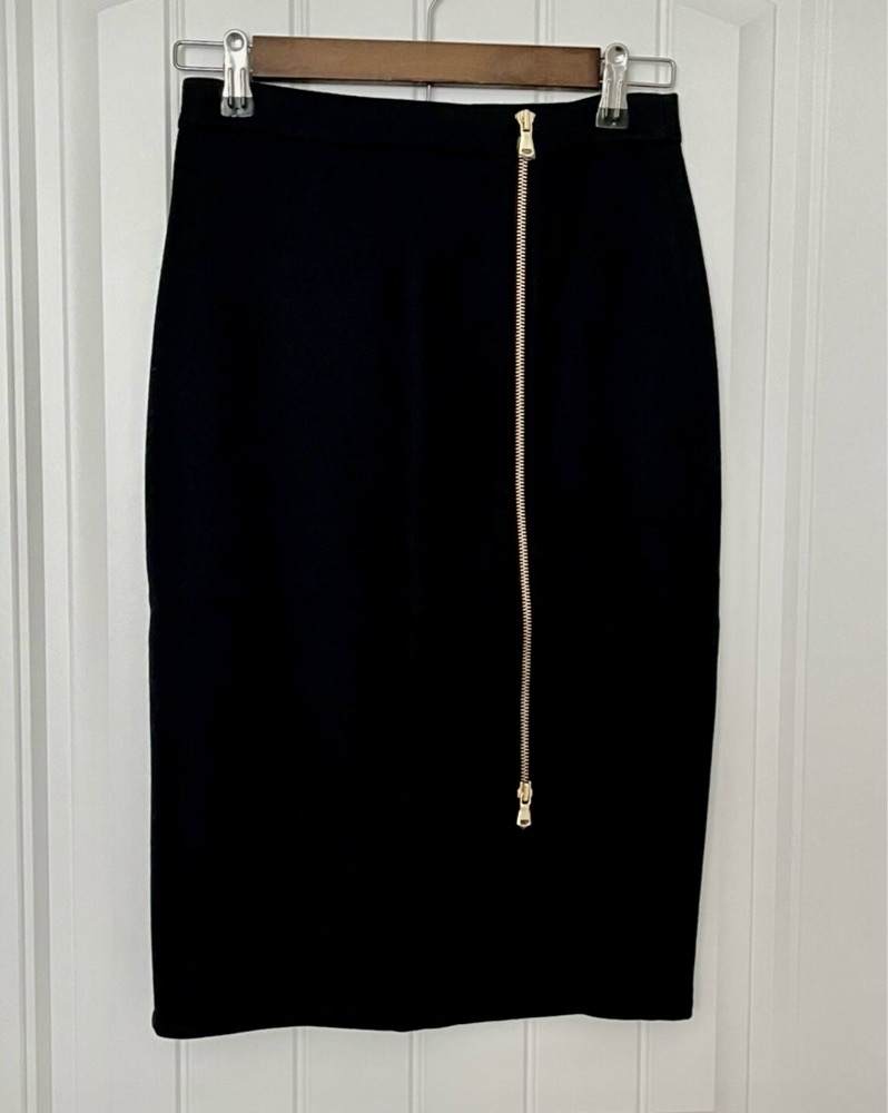 Jupe crayon en laine noire J. Crew pour femme, neuve , fermeture éclair dorée taille 8 