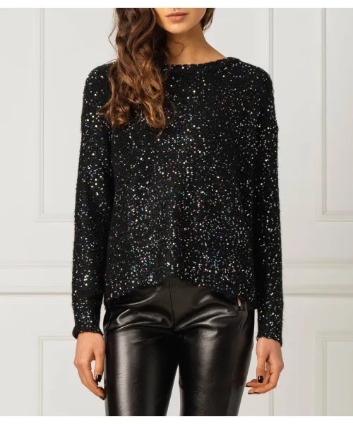 Pull over regular noir pailletée changent brilliant taille S