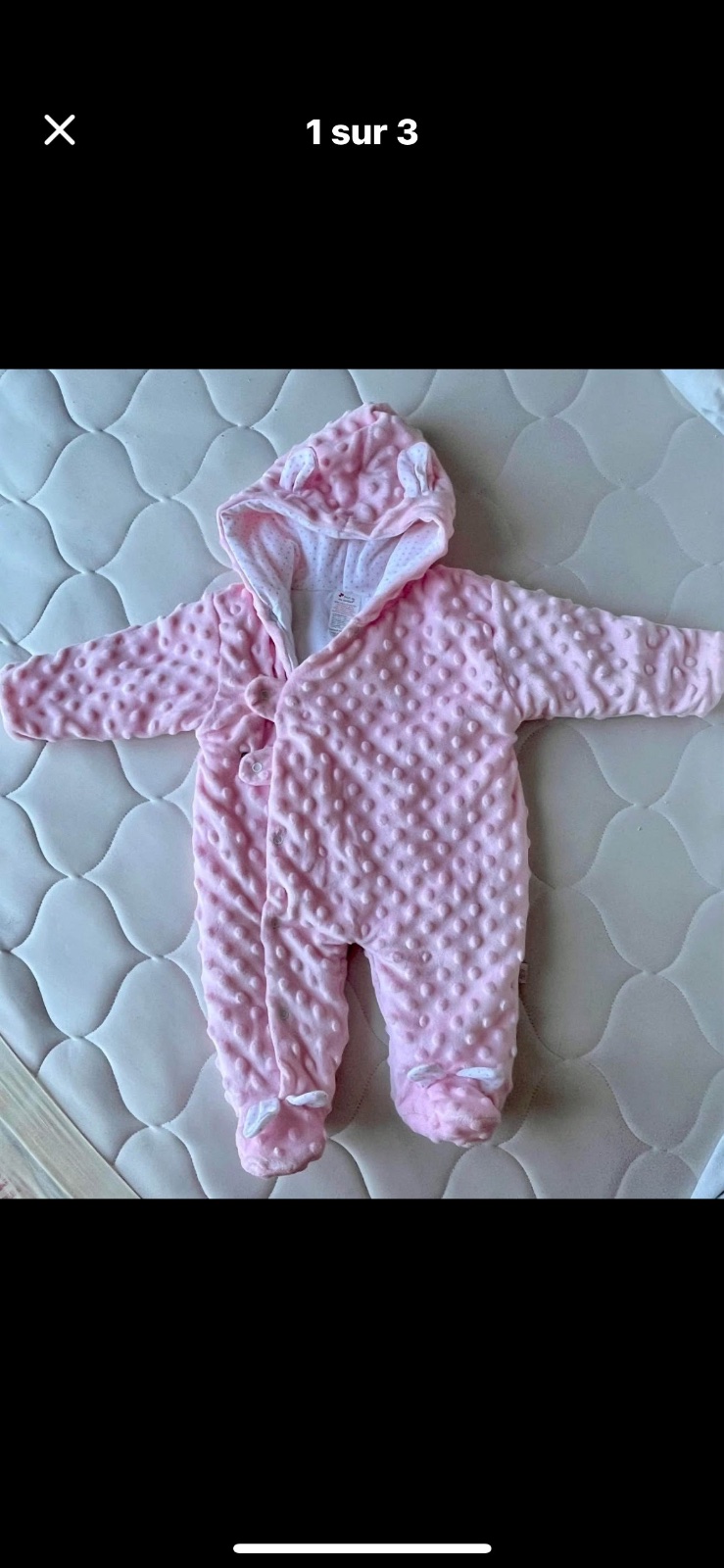 Combinaison pilote fille lapin rose manteau bébé 9-12 mois Neuf