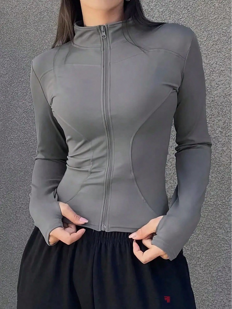 Crop track jacket gris
