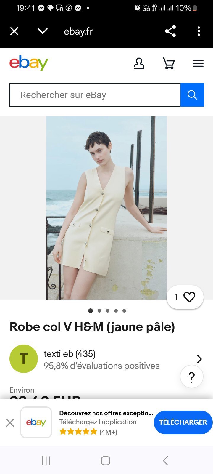 Robe col V H&M jaune pâle