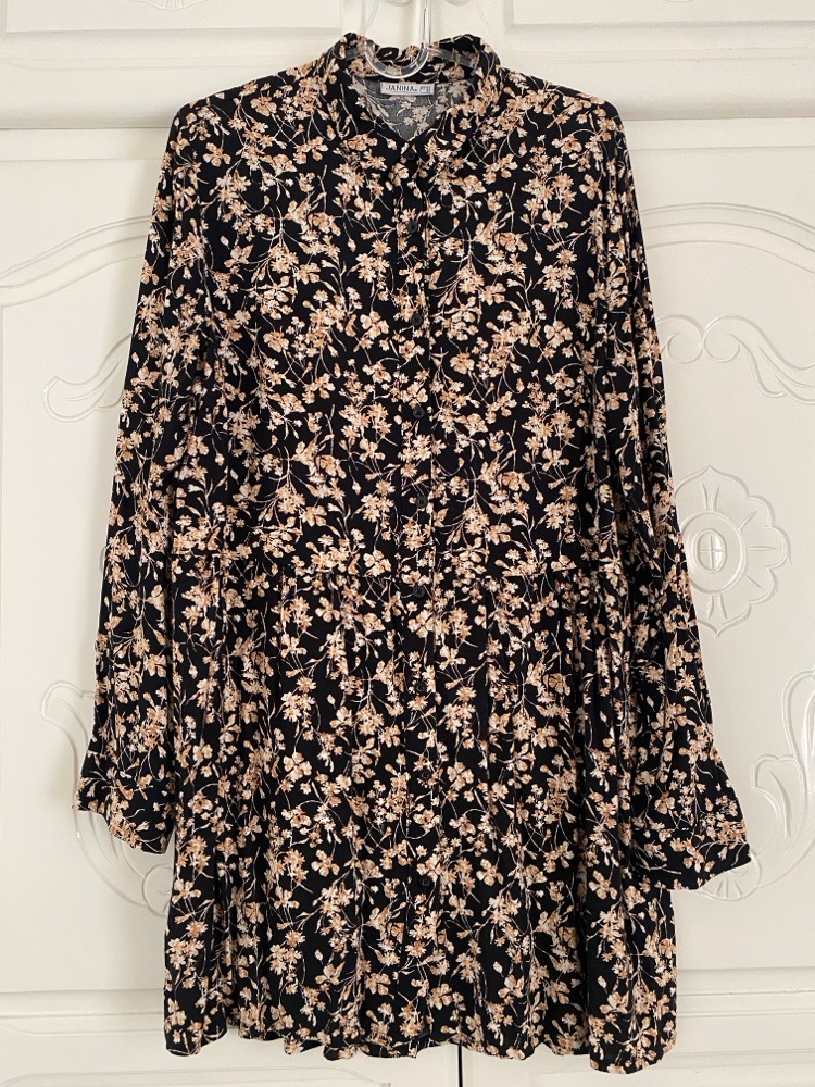 Robe chemise fleuries jaune