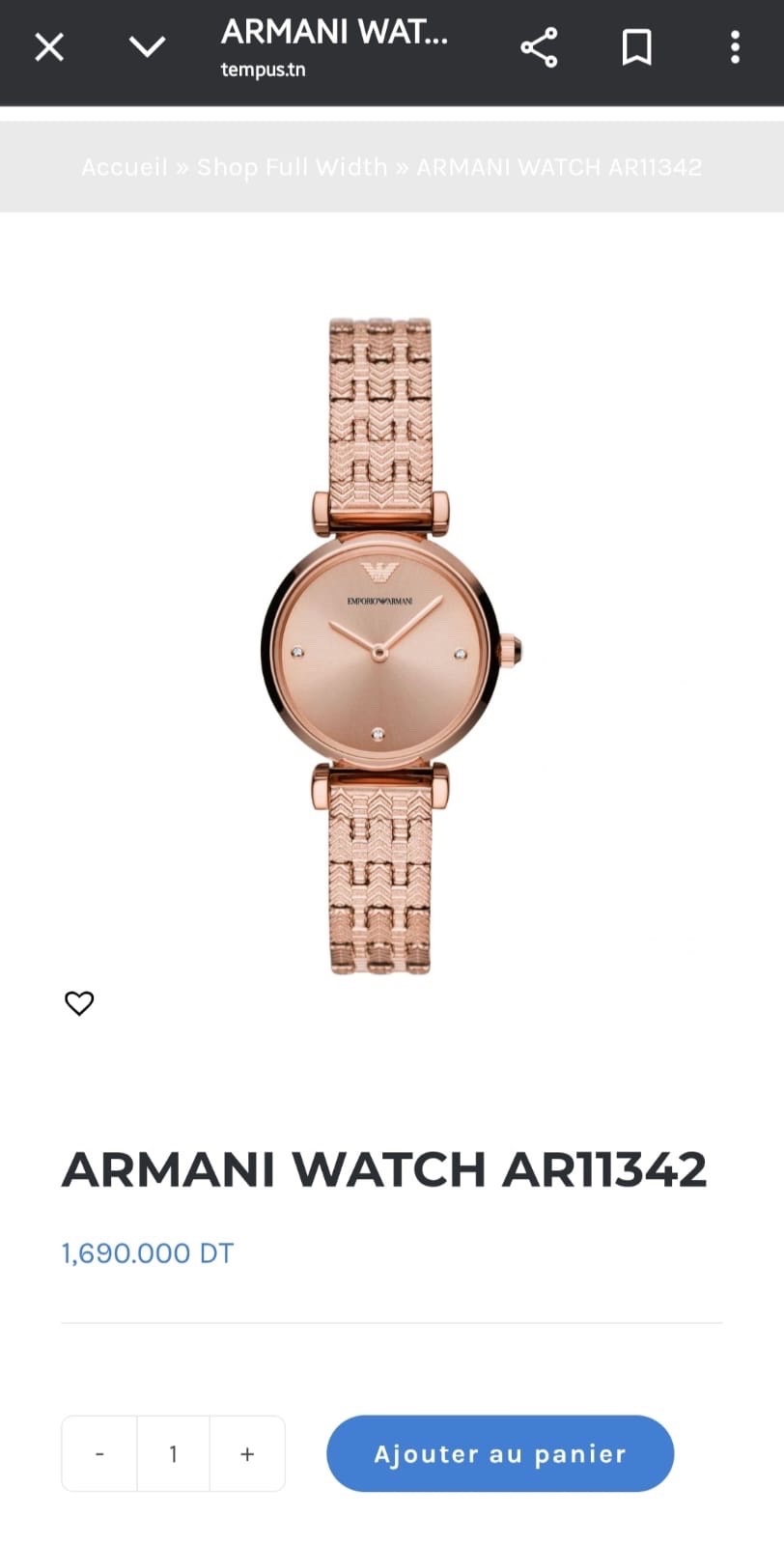 Montre Armani cachtée 