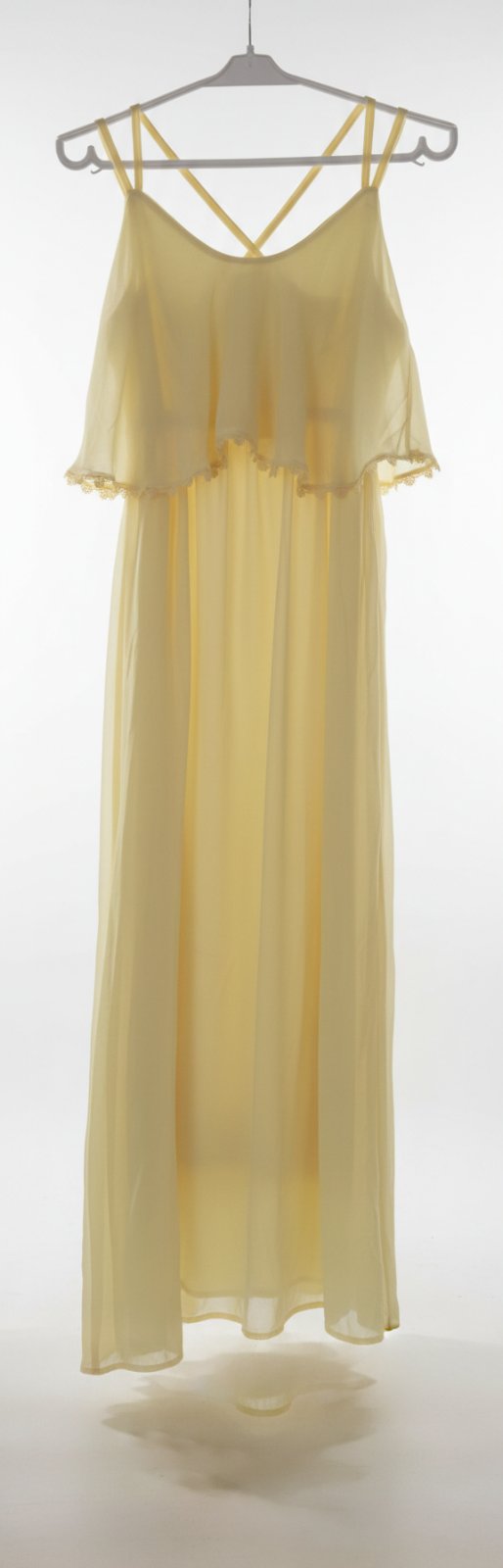 Robe longue jaune pâle fluide avec bretelles croisées