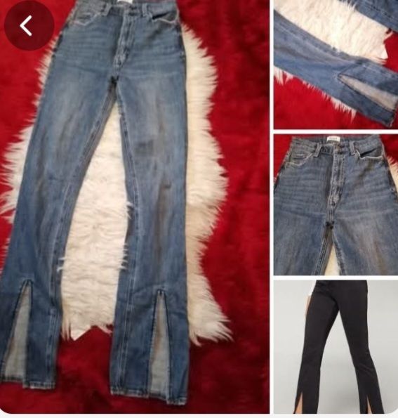 Tres beau jean avec fentes devant femme ou fille S etat excll 