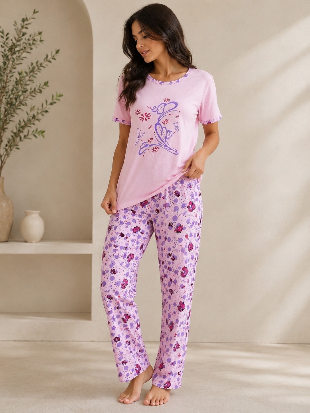 🌸 Pyjama femme rose & violet 💜🩷