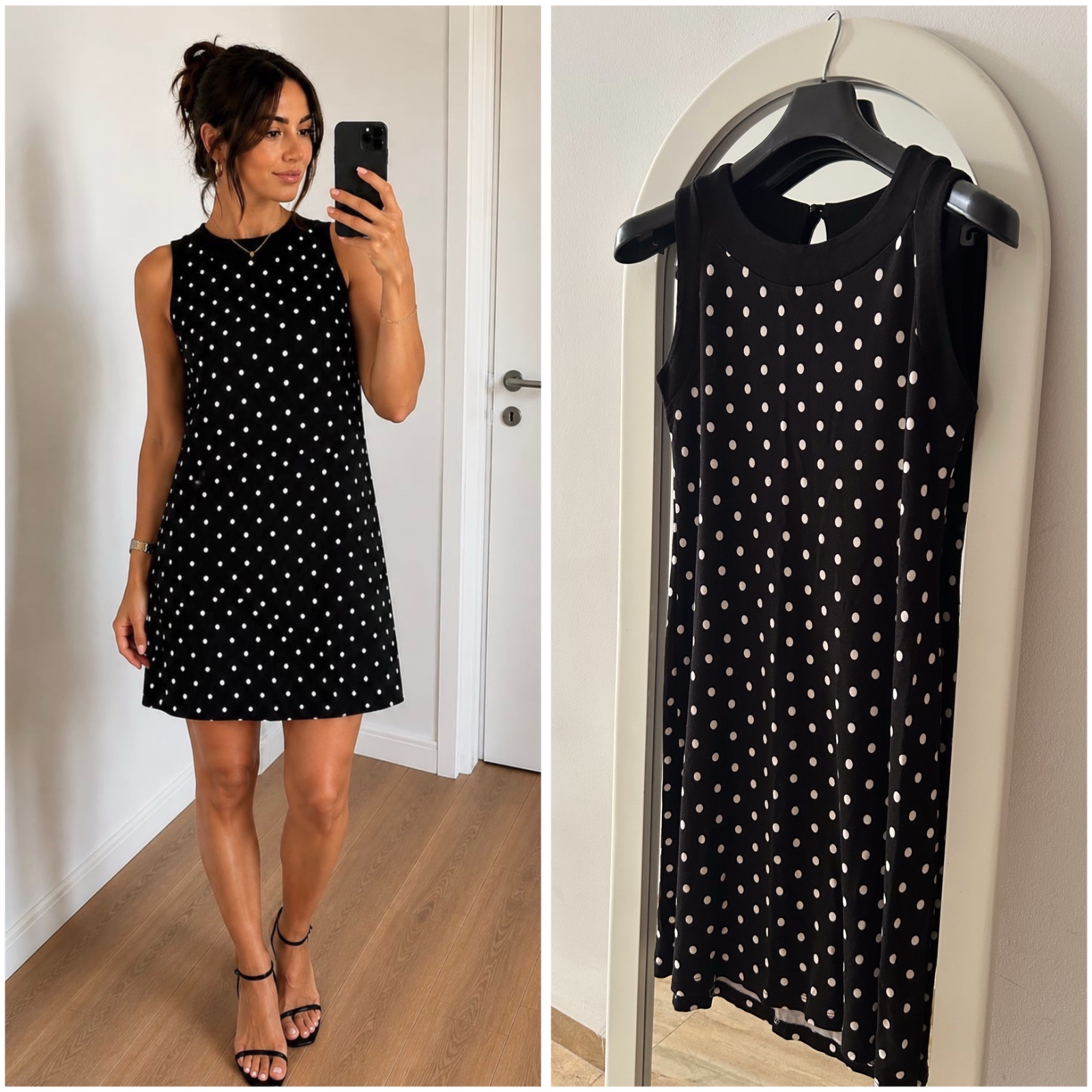 Robe noire à pois blancs très tendance🤍🖤