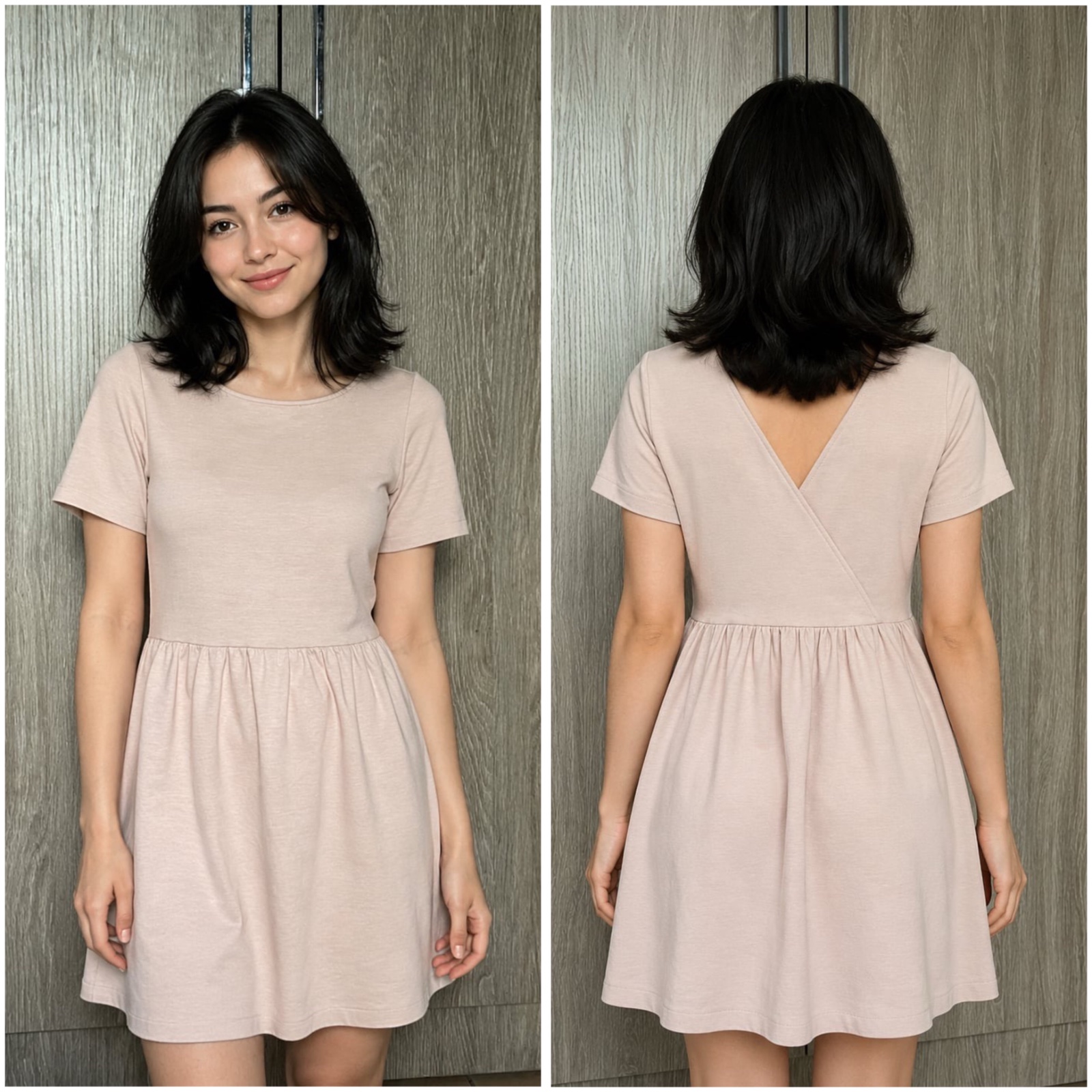 Robe rose clair dos en V de la marque zara