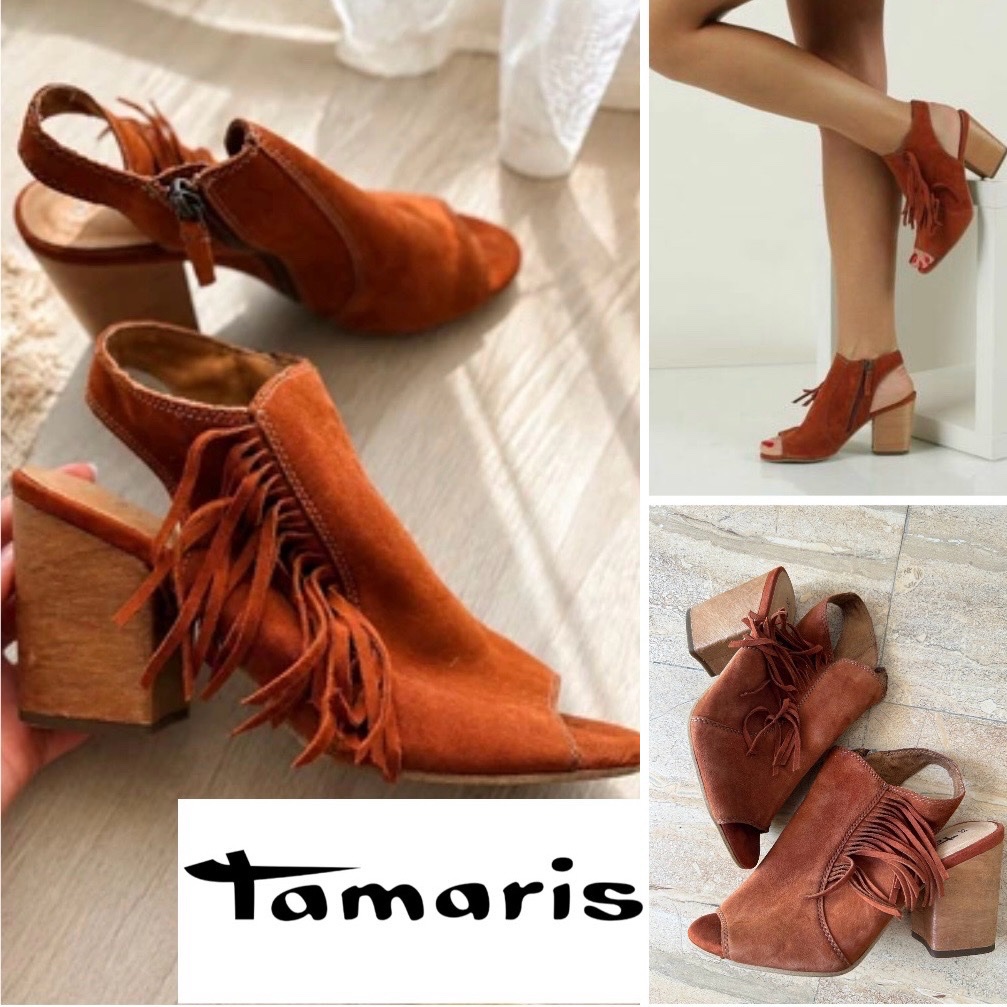 Sandales Tamaris en Daim Rouille à Franges - Élégance Bohème et Confort
