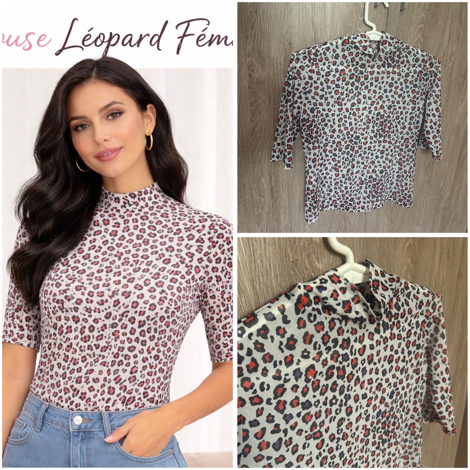 Blouse Léopard Élégante à Col Montant ❤️‍🔥