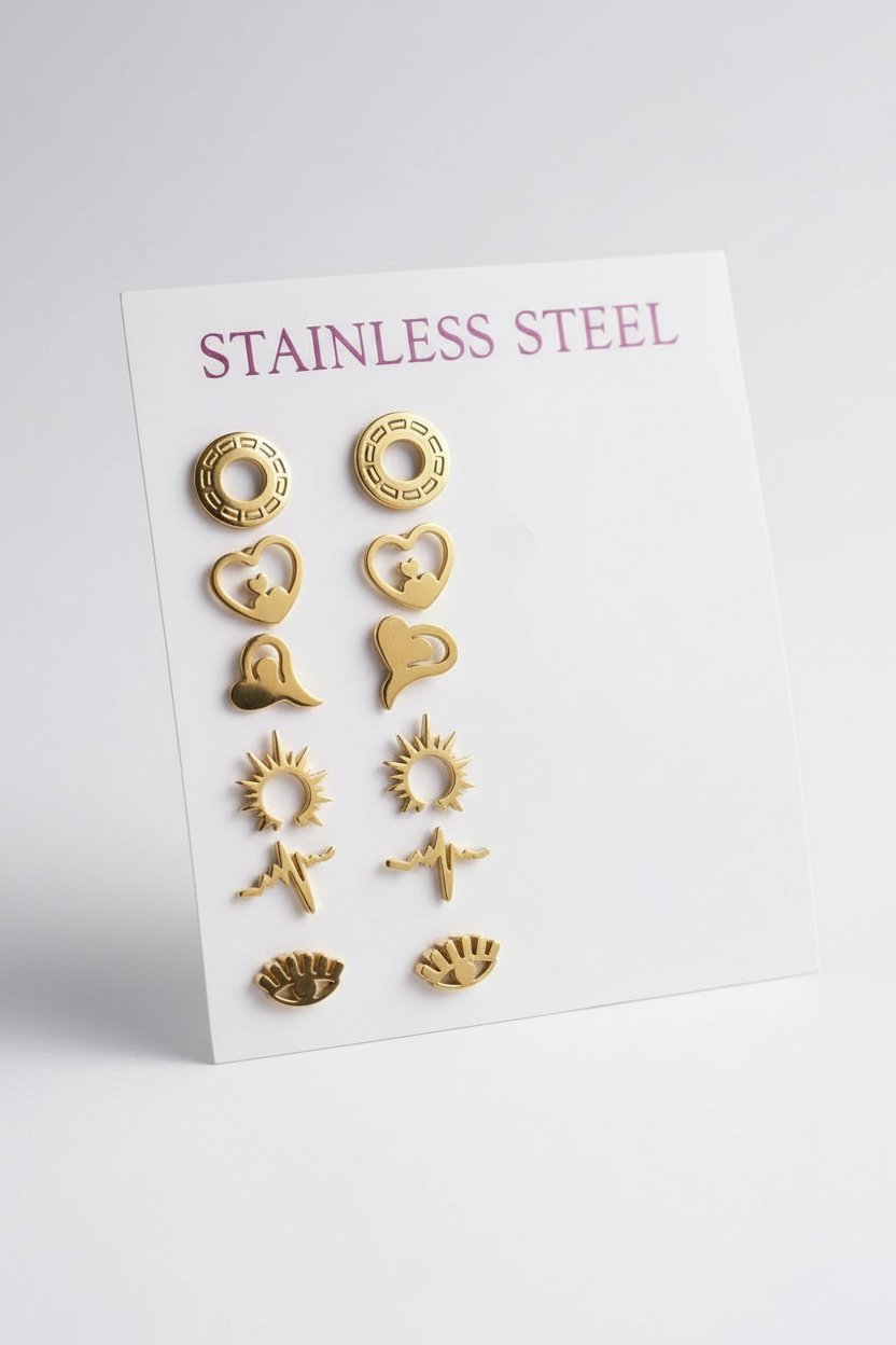 6 paires de boucles stainless steel