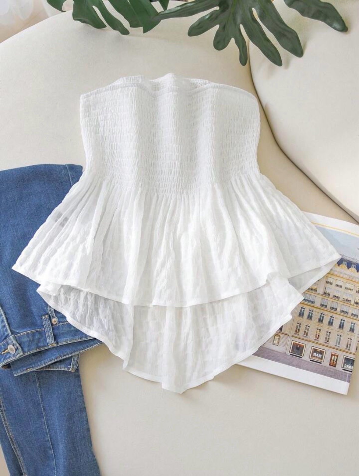 Haut Bustier Blanc Texturé - SHEIN
