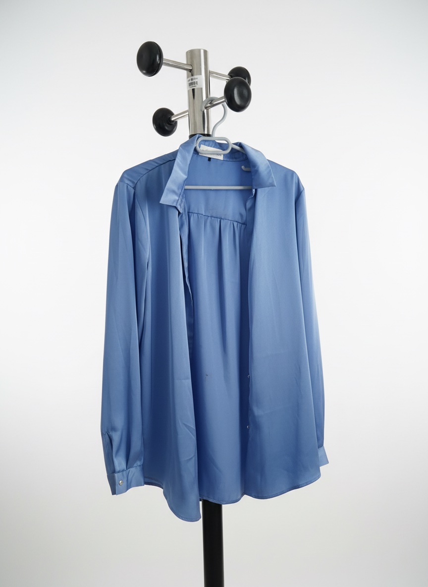 Chemise fluide satinée - Bleu lavande/poudré