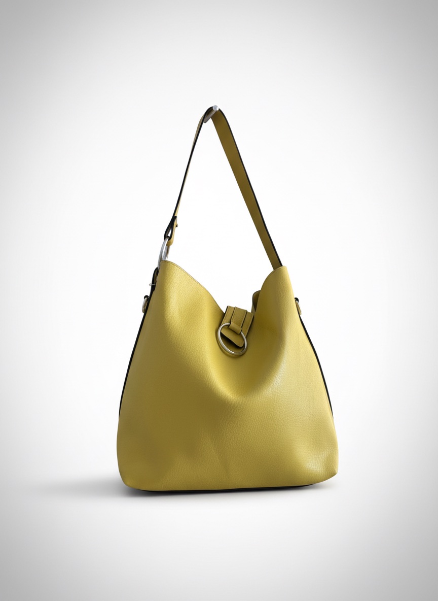 Sac à main seau Jaune Moutarde / Citron - Avec Pochette Intérieure Amovible