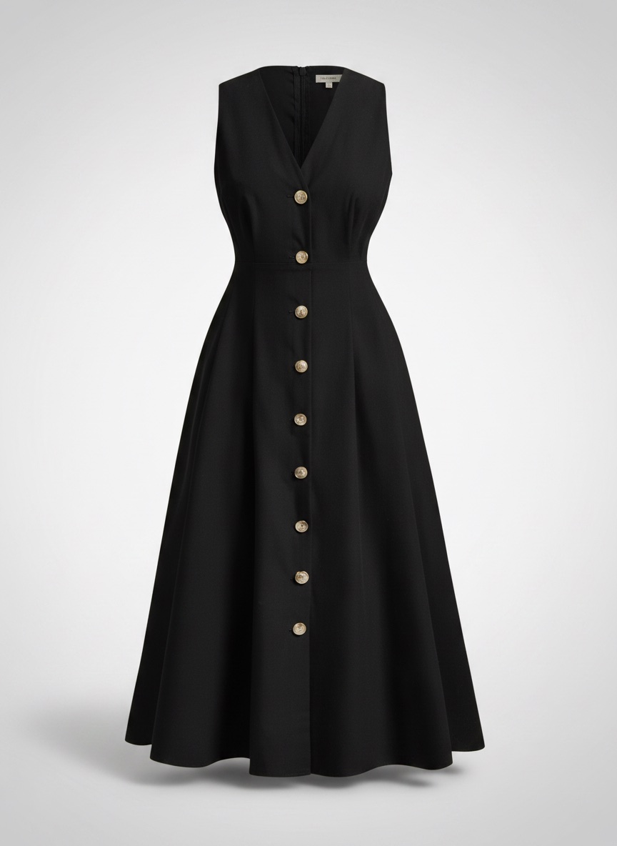 Robe Midi Évasée à Boutonnage Frontal 40/42