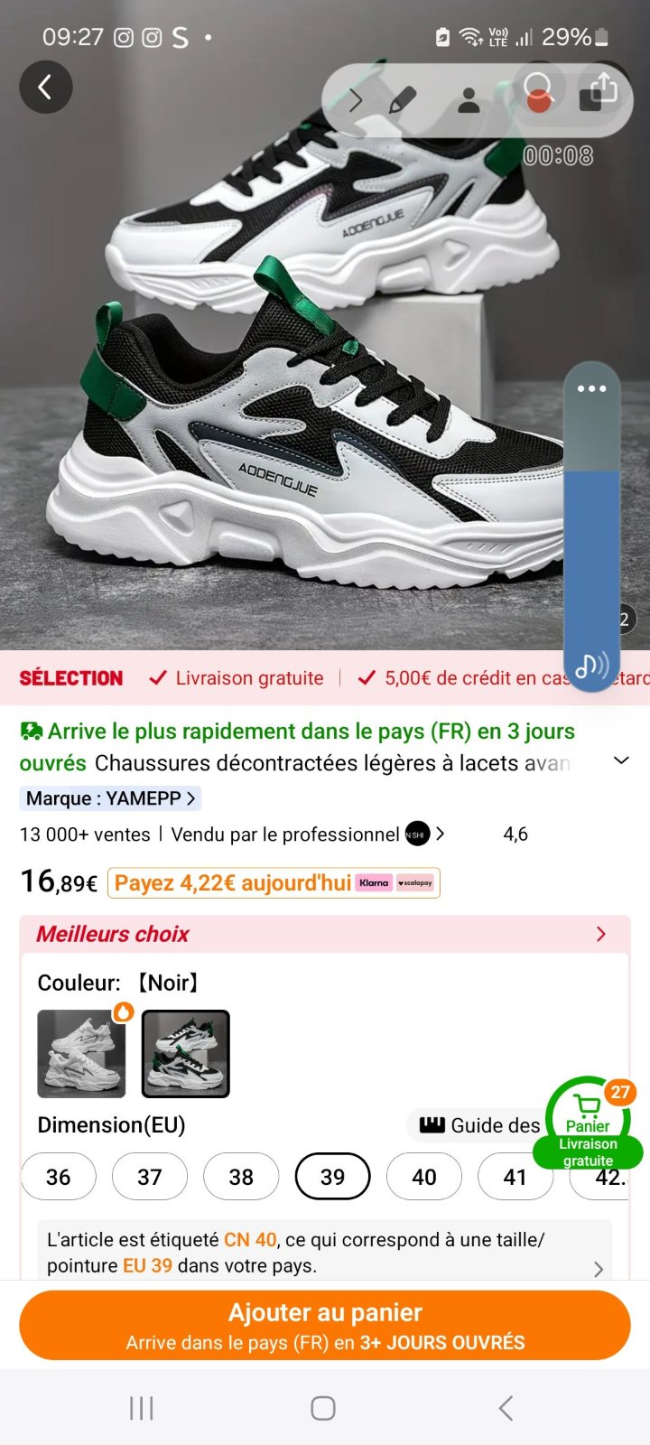 Baskets temu neuf 