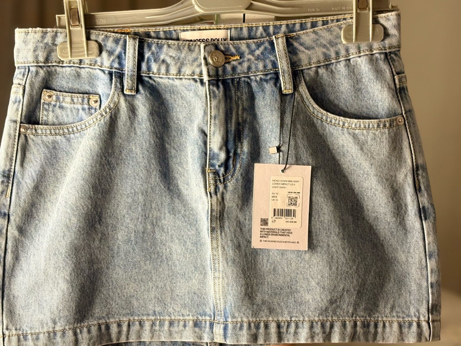 Mini-jupe en jean Princess Polly neuve avec étiquette