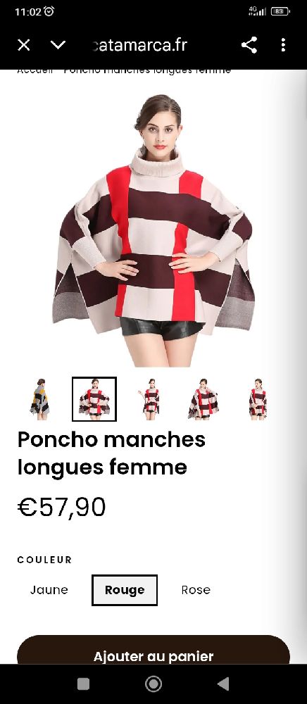 Châle féminin tricoté chauveette manches pull  cap de cache patchwork rayé poncho hiver (Color : Red, Size : One size)