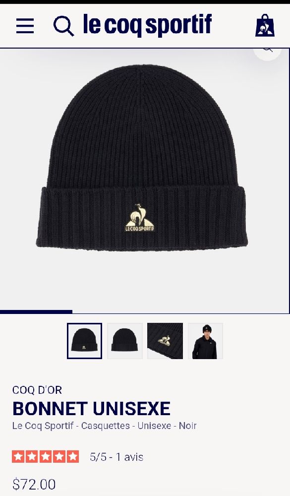 Le coq sportif bonnet noir unisexe authentique 💣🖤