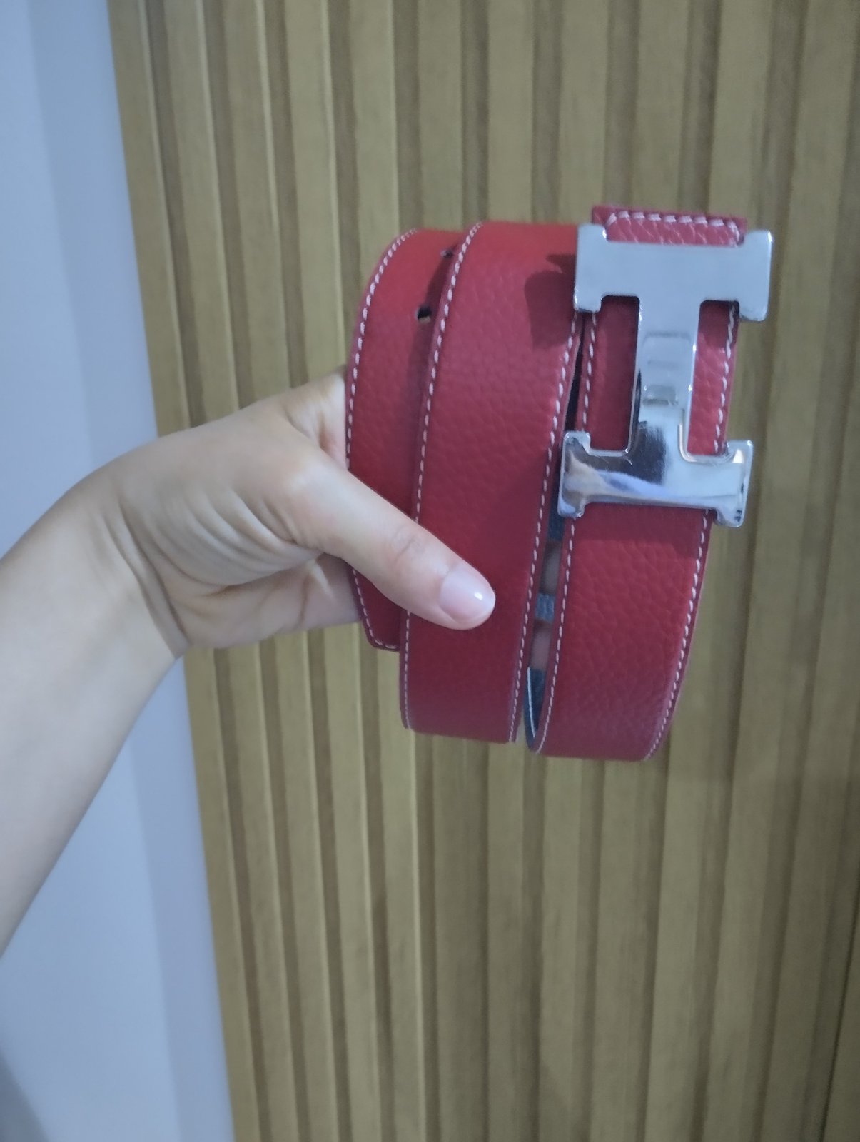 Ceinture Hermès H en cuir noir/ rouge Authentique 🖤❤️🖤❤️
