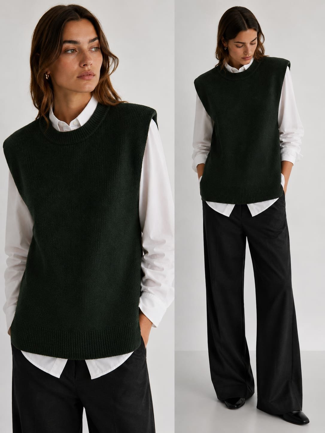 Top en maille avec épaulettes vert foncé 🌹 sans manches 70 cm Zara