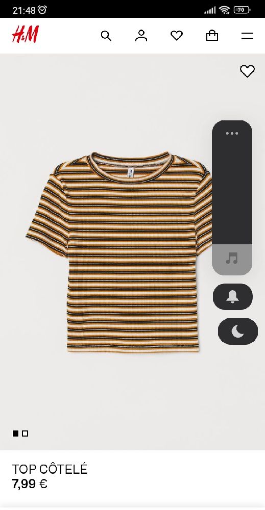 Top côtelé H&M jaune foncé/ rayé 