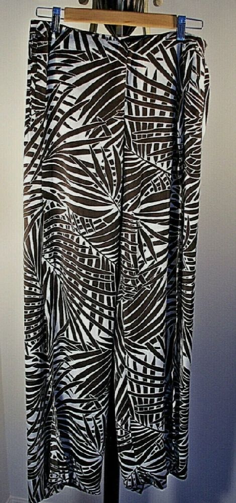 White-and-brown tropical summer pants size M (feels S), 🤎🤎wide open-leg