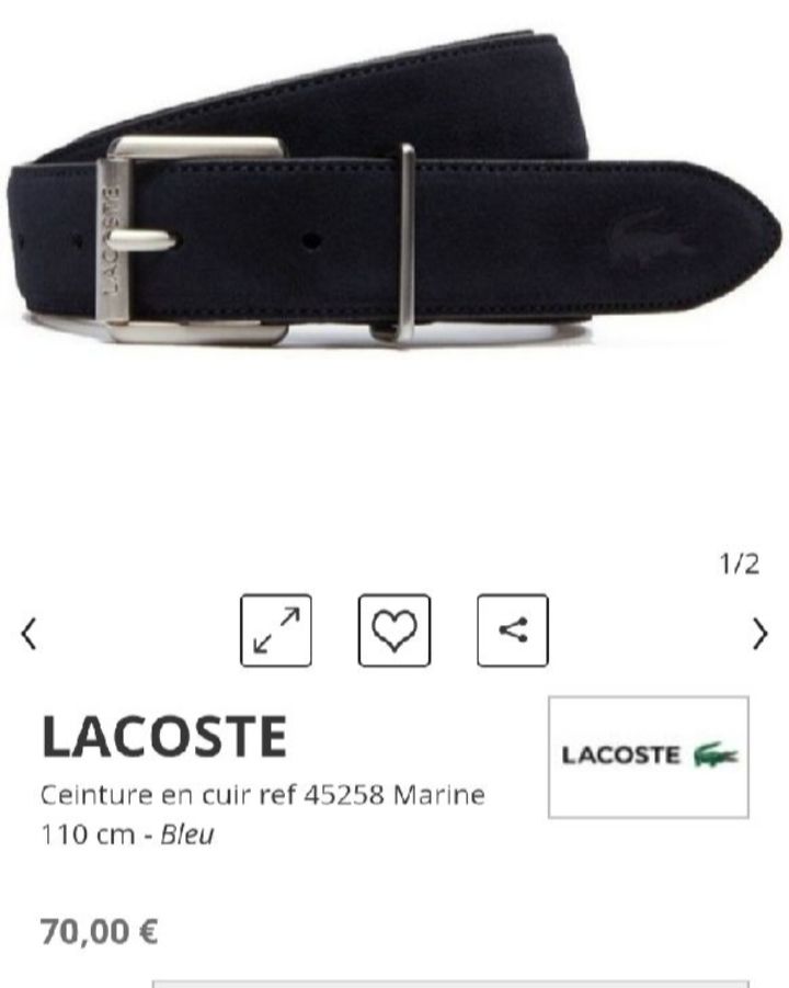 Lacoste Ceinture Authentique 🐊🐊🐊 vrai cuir 