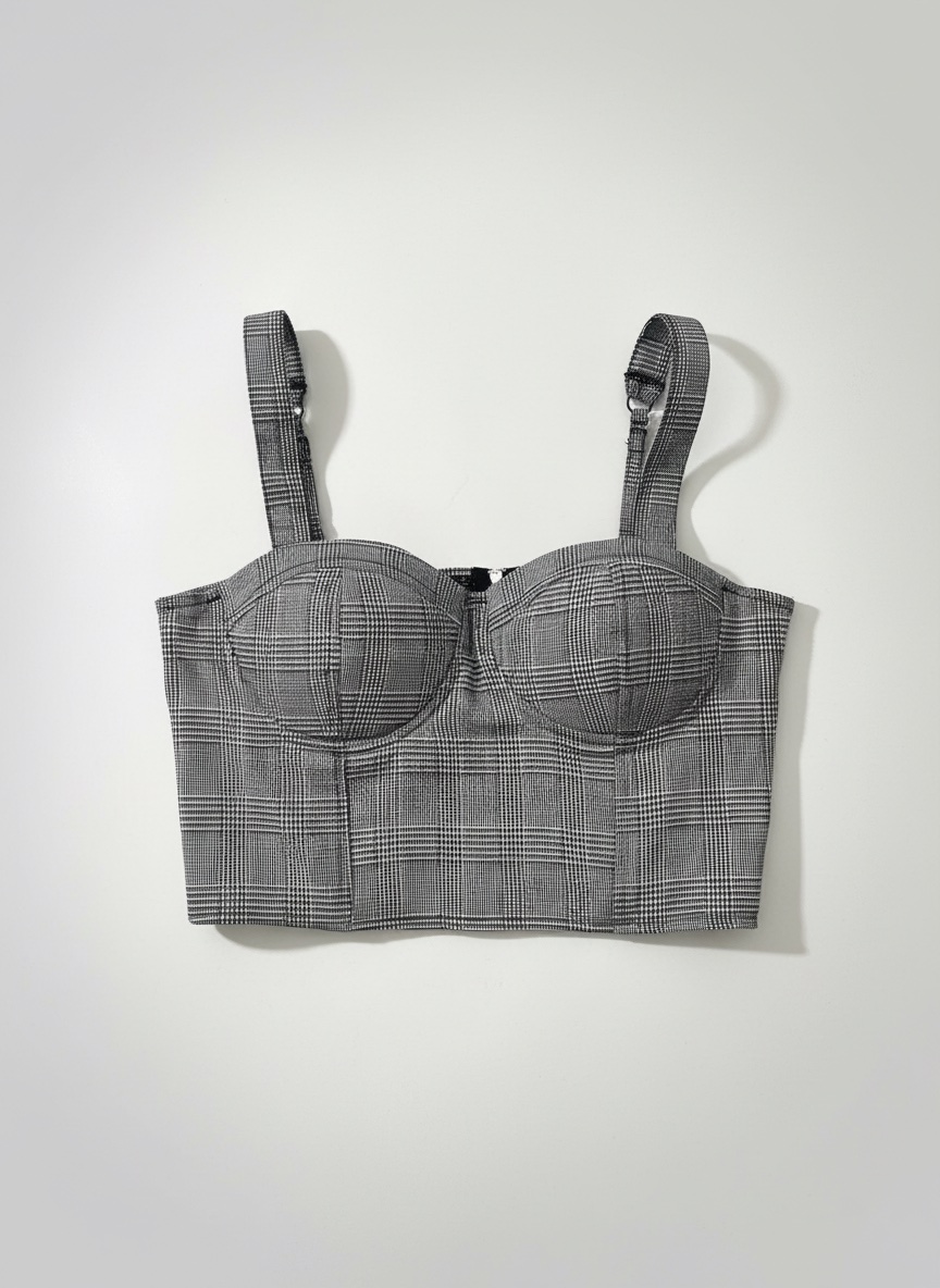 Crop Top in Grey Check