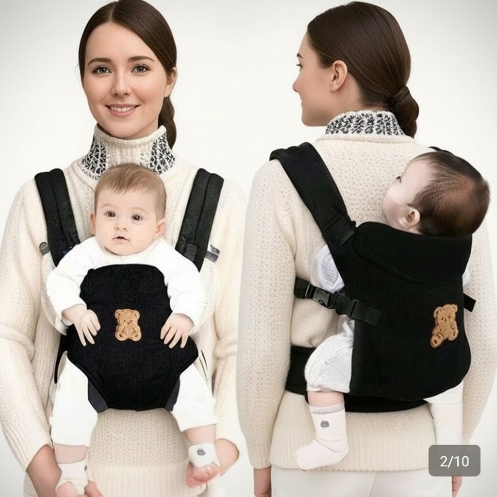 Porte-bébé rose avec motifs chat – confort et sécurité pour bébé
