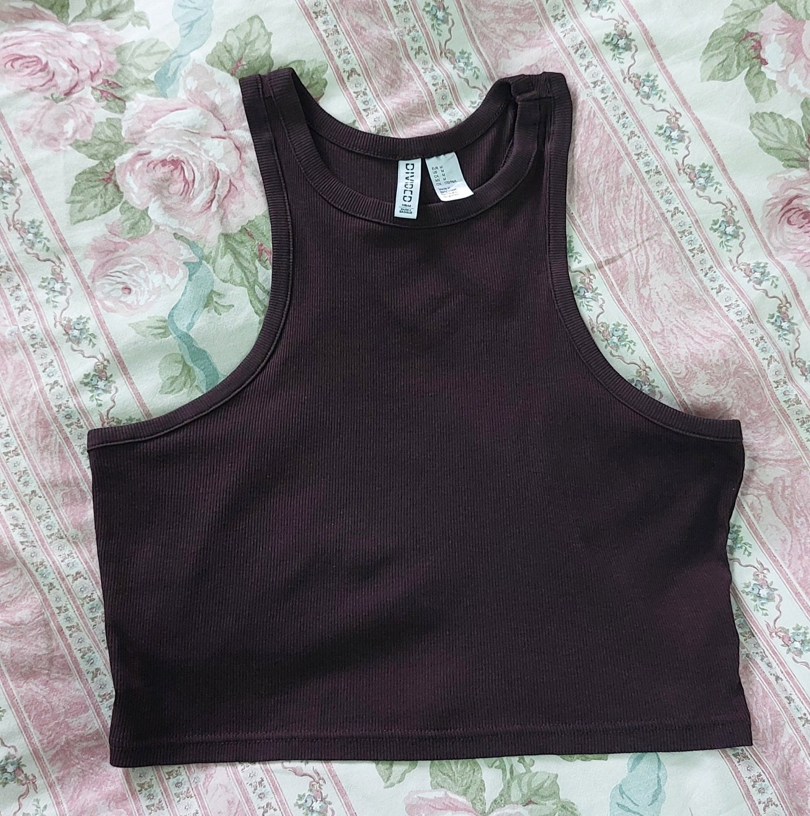 H&M Dark Brown Crop Top / Taille M / 95% Cotton 5% Elastane 