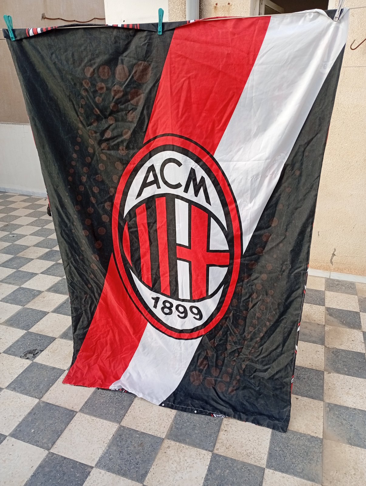 Ghlef Jarraya/Drapeau AC MILAN 🔴⚫ - Double Face - Logo Géant