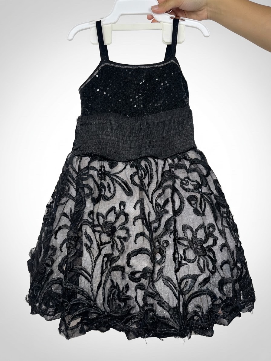 Robe soiree noir avec papillon 4ans